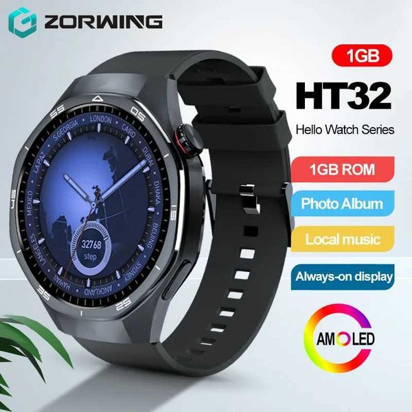 HT32 Smart Watch AMOLED Men Watch 5 Pro NFC Cpass 1GB R Local Music Album E-Book Rate Sport Smartwatch for Android IOS Z241227