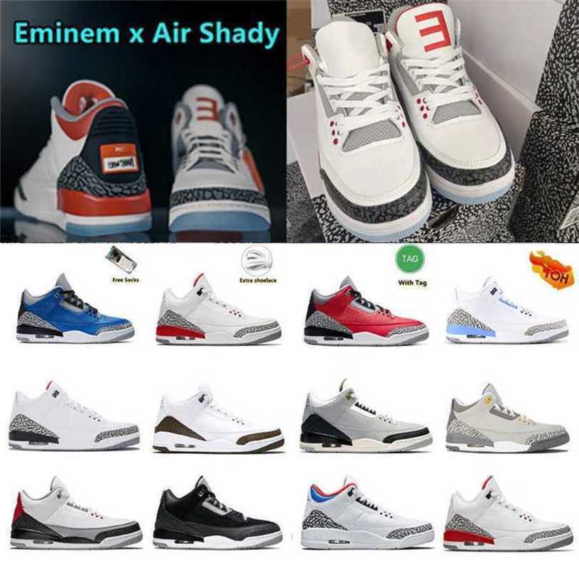 Jumpman 3 3s Mens basketball shoes Eminem x Shady PE Halftime Show Slim Fire Red Super B men women spotrs sneakers OG size XQAL
