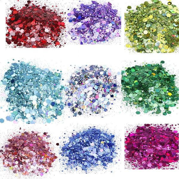 Flash 1 kilogram Holographic spotlight 1000g bulk block shaped fine mixed nail art flash holographic spotlight mixed holographic glitter 241