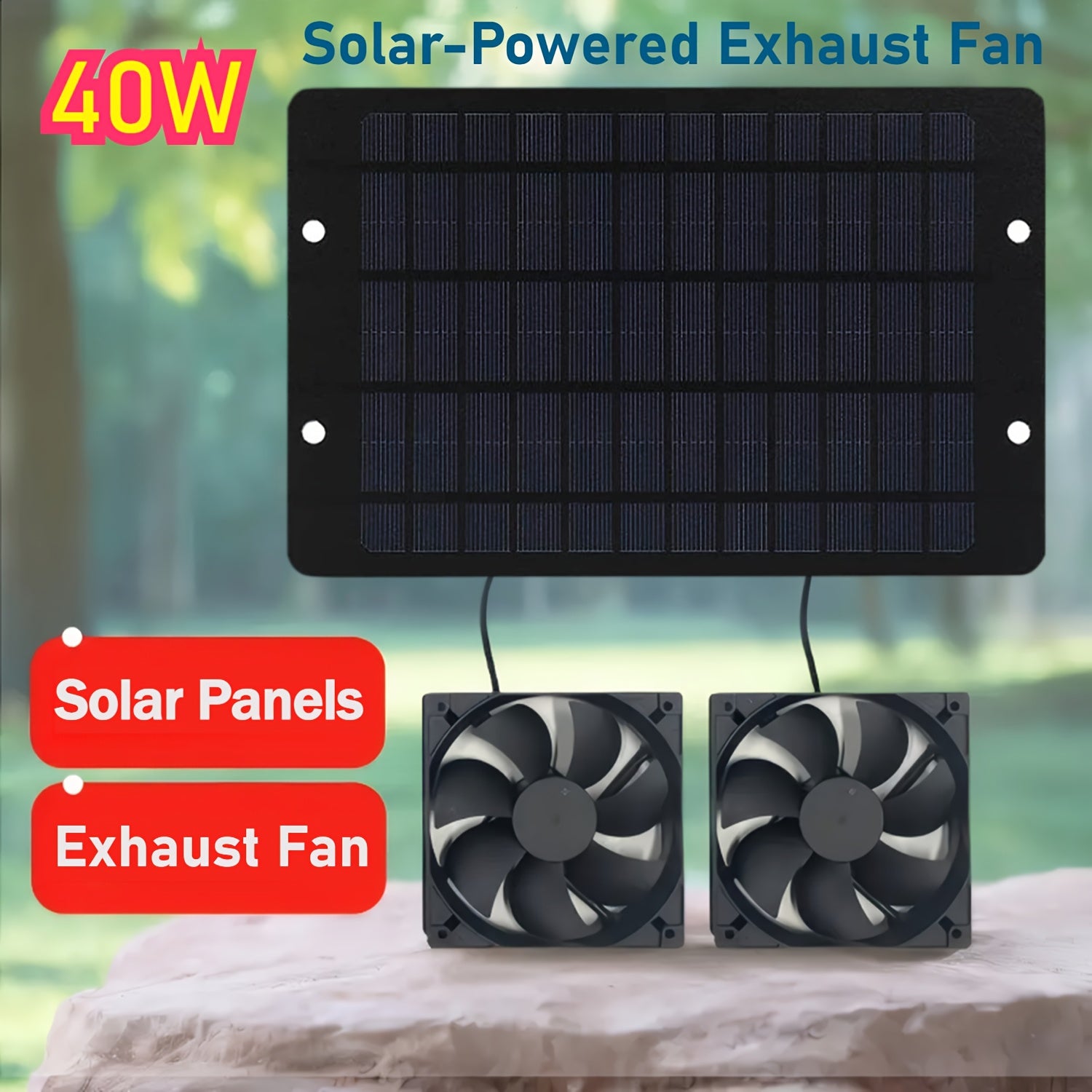 TEMU 40w Solar-powered Exhaust Fan, Auto On- Off Solar Powered Exhaust Fan Kit, Monocrystalline 3500rpm High- Dual Fan, Camping Solar Exhaust Fan -
