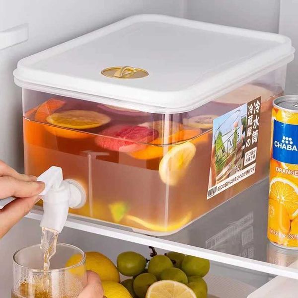 Thermoses 5L Cold Water Bucket With Faucet Summer Fruit Juice Drink Refrigerator Jug Dispenser Water Kettle Container Fridge Pots PitcherL24