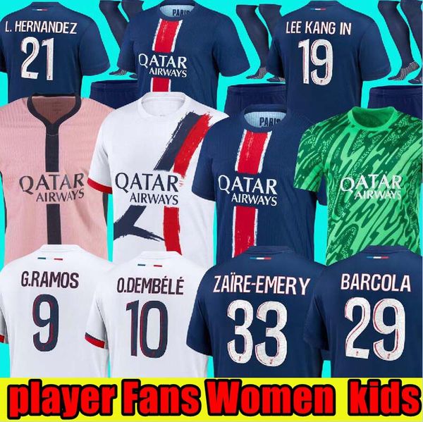 24 25 Maillots away fourth Soccer Jerseys DEMBELE Black SANCHES HAKIMI enfants Maillot 24 25 Maglia Paris Men kids Women Equipment uniforms