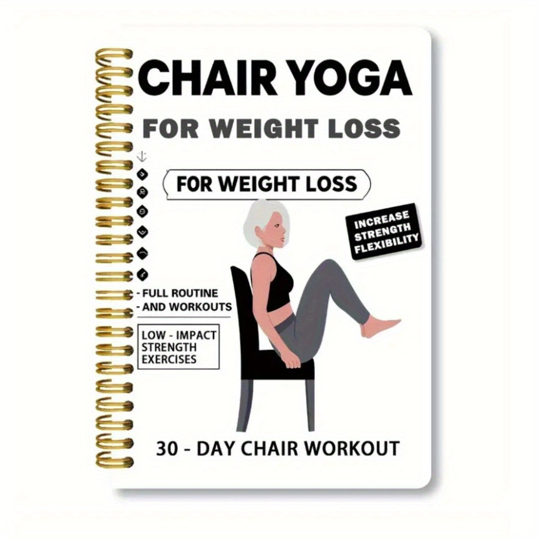 TEMU Chair Yoga Weight Loss Spiral Notebook And Exercise Guide - Includes Chair Yoga Poses, Suitable For Seniors And Beginners, Home Fitness Plan,