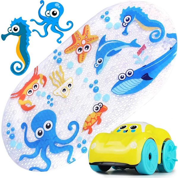 Cute Anti-Slip Baby Bath Mat PVC Bathtub Mats Cartoon with Suction Cup Kids Bathroom Carpet Shower Soft Massage Pad Mat Bath rugC250108