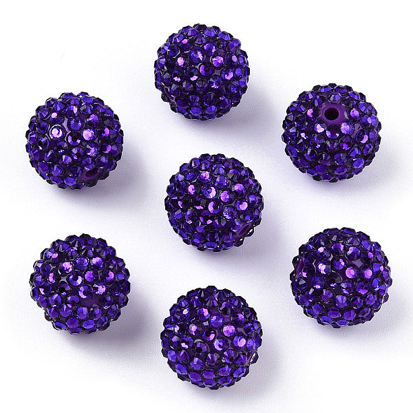 Resin Rhinestone Bubblegum Ball Beads