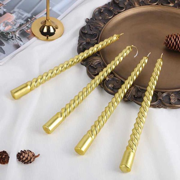 Candles 10 4pcs-set Home Decoration Candles European-style threaded long pole candles Christmas Party Layout Wedding Decoration Candles L240
