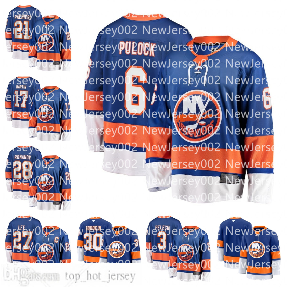 New York Mathew Barzal Ilya Sorokin Anders Lee Alexander Romanov Bo Horvat Kyle Palmieri Matt Martin Simon Holmstrom Ryan Pulock Custom Hockey Jerse