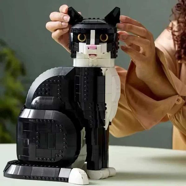 Blocks Tuxedo Cat Creative Animal Figure Set Fit 21349 Building Blocks Bricks Cute Cartoon Puzzle Toys Kids Christmas Gift Y241228UNJV