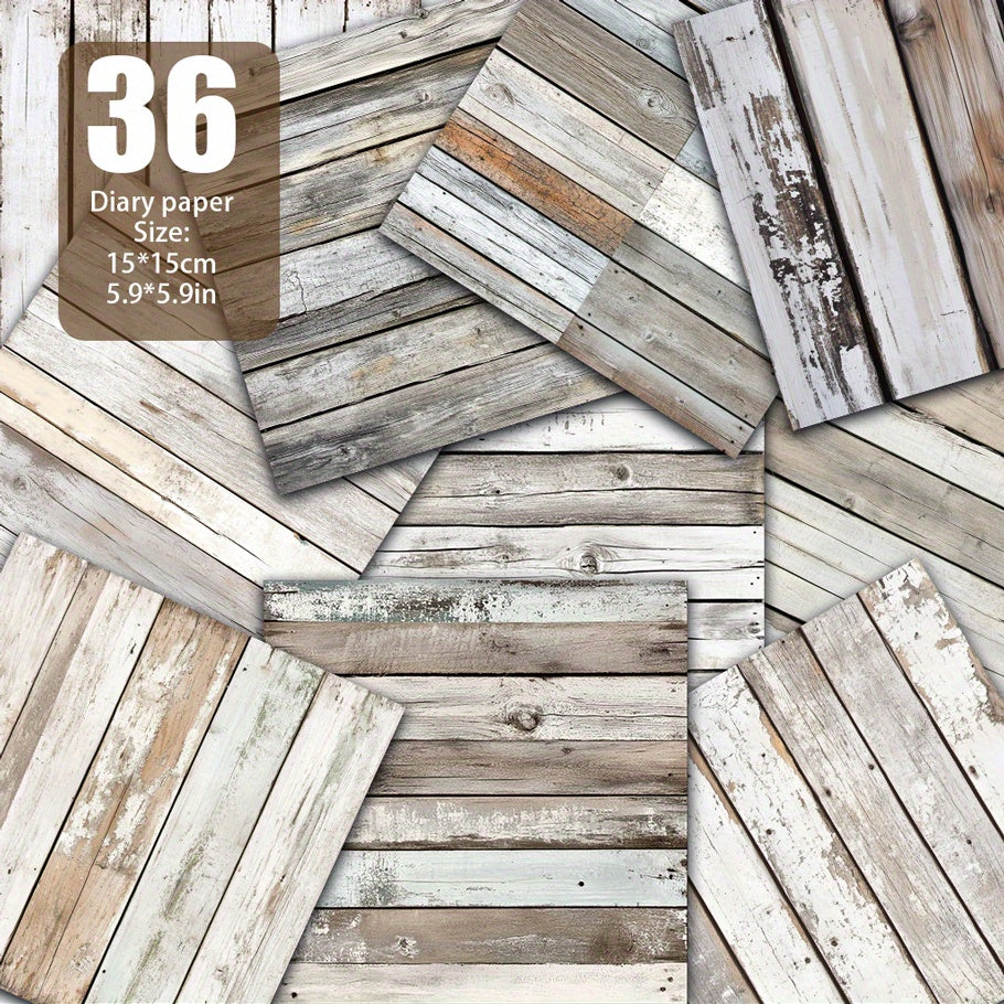 TEMU 36pcs Vintage Board, 5.9x5.9 Inches - Rustic Distressed Texture For Scrapbooking, Card Making, Diy Crafts & Background Decor, Mixed Colors,