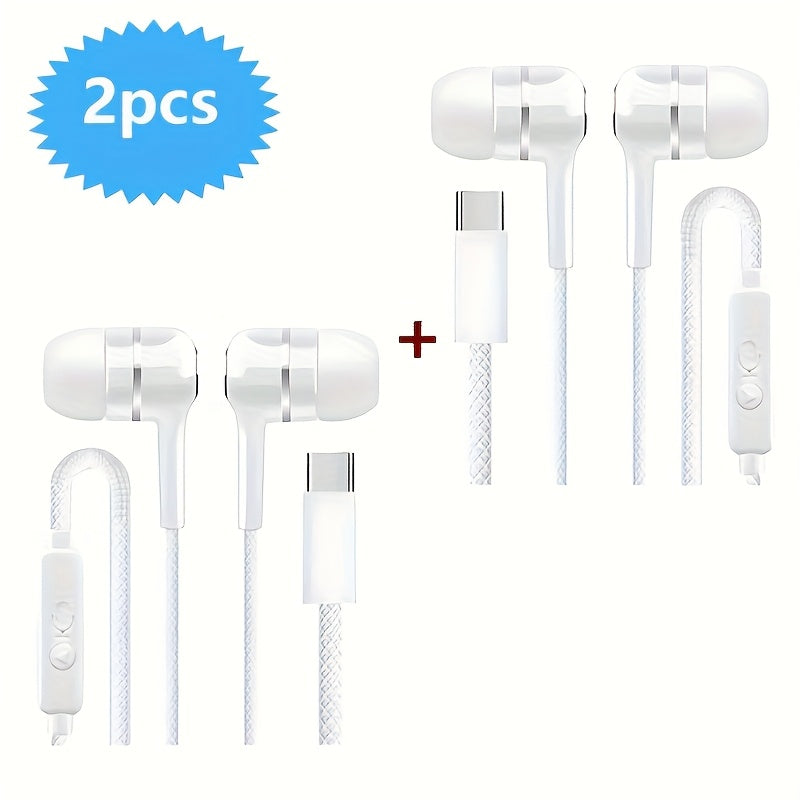 TEMU Type-c Wired Earbuds For For Iphone 16-15, For Ipad, And For - In-ear Design With High-, Button Control, Noise Cancellation, Usb Charging,