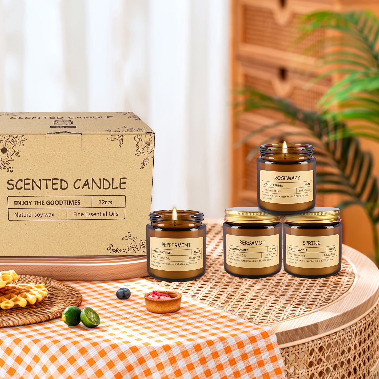 TEMU 12 Packs Of Scented Candles (6.4cm*6cm)- 3.5-ounce Scented Candle Exquisite Gift Set - Soy Wax And Essential Oils - An Gift For Women, Mothers,
