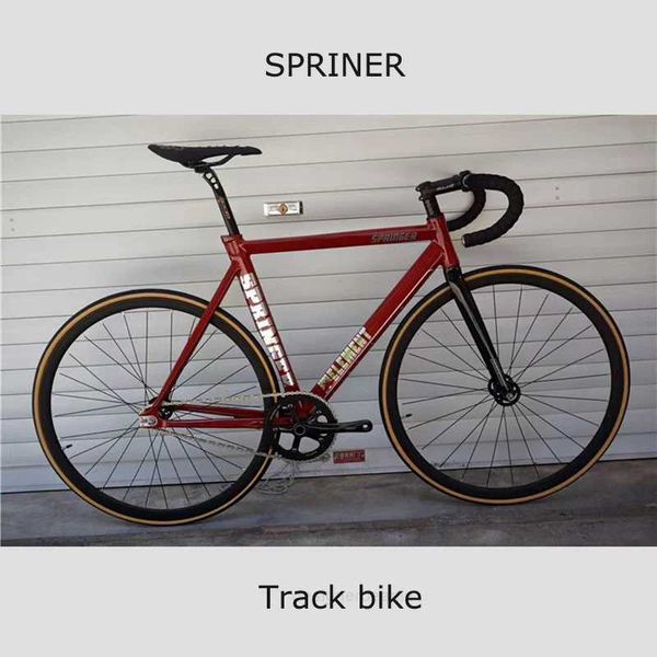 Bikes Bikes Springer 7005 Track Bike Fixed Gear Bicycle Fixie Single Speed Children Bicycle Aluminum alloy frame 700c Wheel Red Racing Bikes