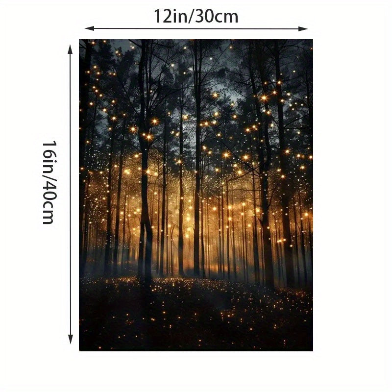 TEMU Firefly Forest Canvas Art Print - Frameless Wall Decor With , Mystical Night Scene For Living Room, Bedroom, Office, Or Dining Area, 12x16