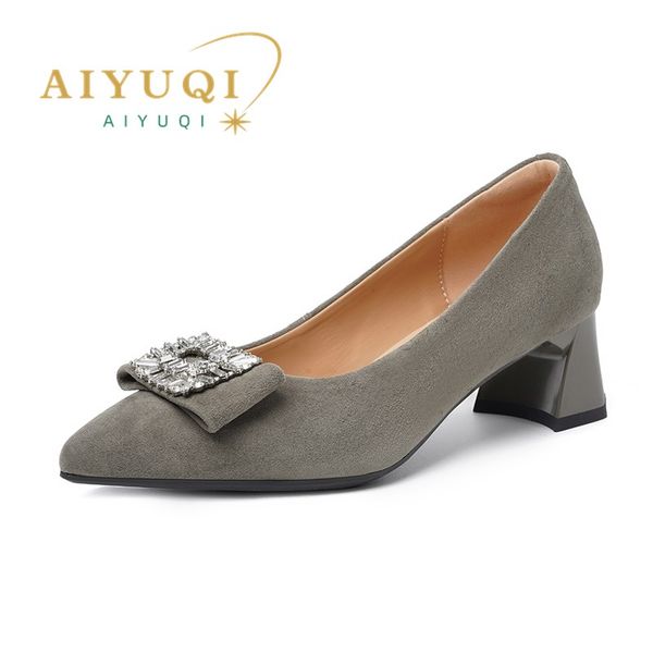 Dress AIYUQI Genuine Leather 2024 New Fashion Rhie Ladies Pointed Toe Pumps Women&#039;s Office Shoes fe7d