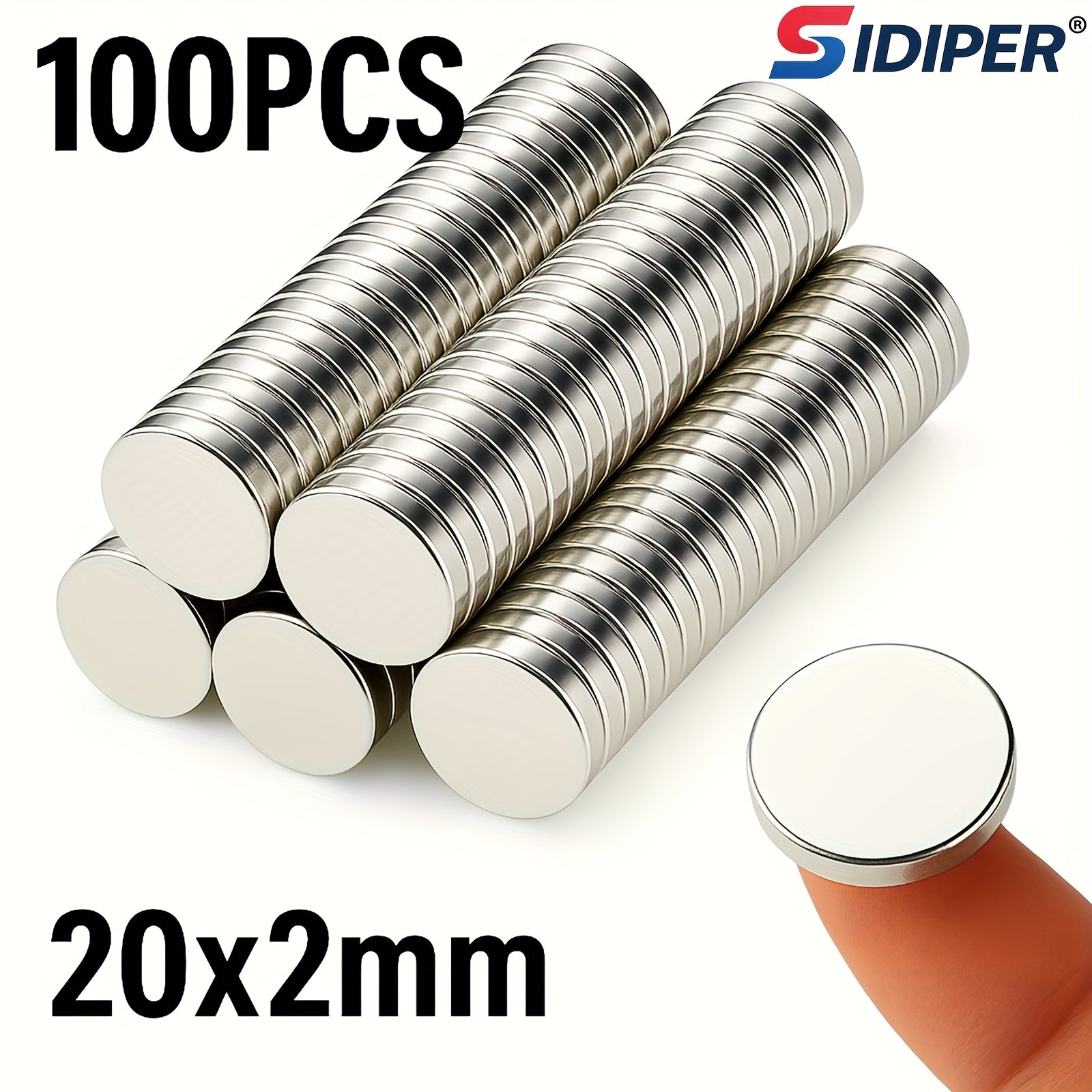TEMU Sidiper 100pcs Neodymium Magnet, 20x2mm Round N25, Small Imanes Permanent Magnetic Disc For Kitchen Storage, Holiday Decor, Refrigerator Decor,