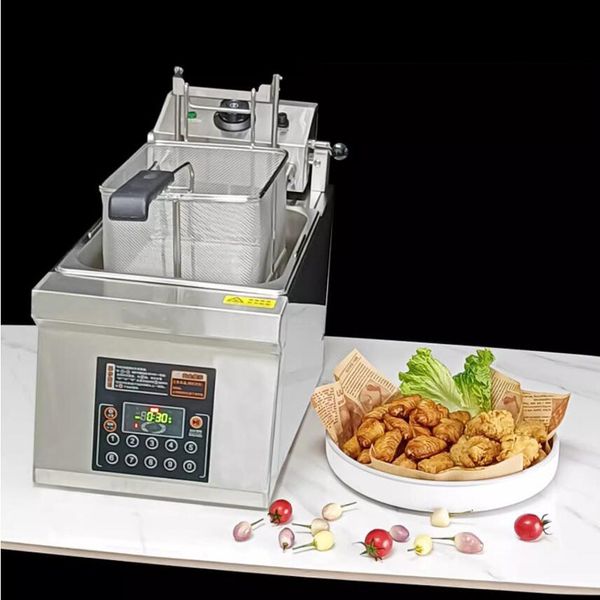 Commercial Electric Deep Fryer W-Single Dual Tanks 12L Countertop Fryer For Fried Chicken French Frie With 10 Preset Times