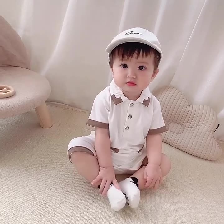 XW223 Newborn baby summer jumpsuit baseball uniform boys and girls baby cotton half-sleeved romper pullover suspenders net celebrity crawling clothe