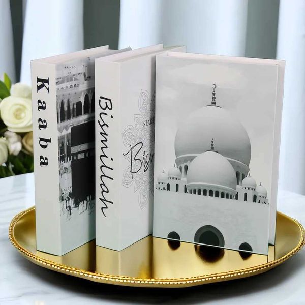 Kaaba Mosque Arch Moroccan Islamic Decorative Books Storage Box Fake Book Coffee Table Living Room Interior Home Decor QuranX240824