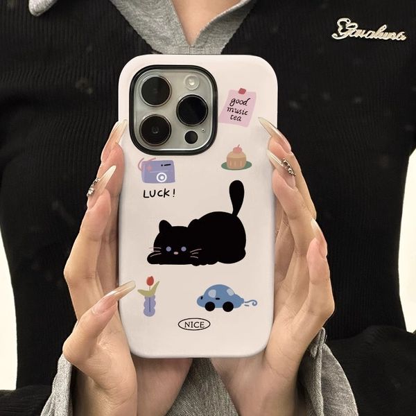 ddmygifts Illustration Cat Suitable for 15Promax Phone Case 14 Creative 13 Film 12-in-1 11 Trendy XS Internet Celebrity A