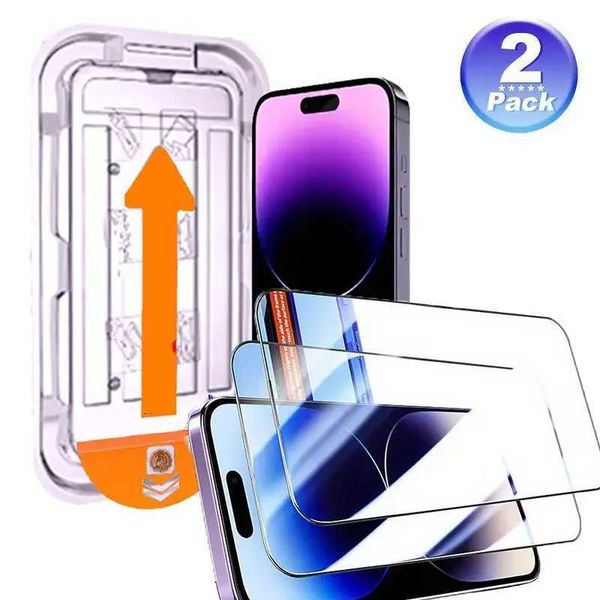 Cell Phone Screen Protectors 2Pcs Dust Free Installation HD Screen Protector For IPhone 16 15 14 13 12 11 Pro Max 16 15 14 Plus X XS XR Temp