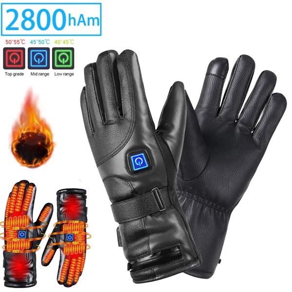 Rechargeable Heated Gloves 3 Temperature Levels Waterproof Electric Winter Gloves Hand Warmer for Outdoor Motorcycle Ski Cycling 241116