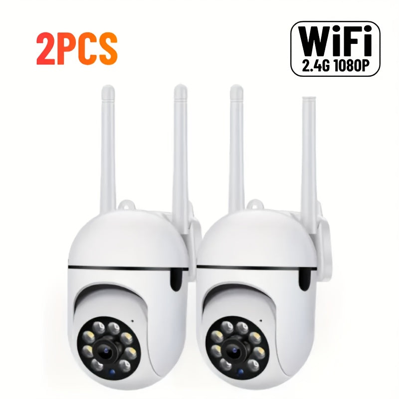 TEMU 2pcs Dual-band 2.4-5g Wifi Security Wireless Camera, 355° Pan, Detection, Audio, Color Night Vision, Cloud & Sd Storage, Baby Monitor