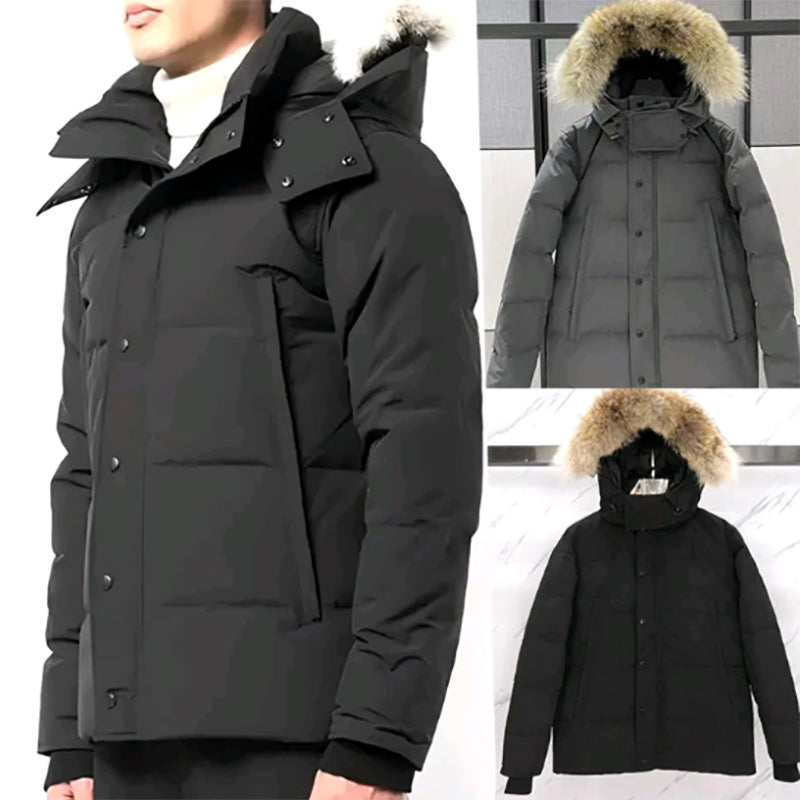 EU Winter jacket Wyndham jacket Parka Homme Warm Outerwear Wolf Fur Hooded Fourrure Manteau Jacket Coat Hiver Doudoune Black Label designer jacket E