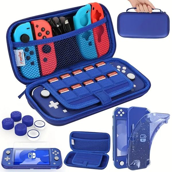 for Switch Lite Carrying Case, For Switch Lite Case With Soft TPU Protective Case Games Card 6 Thumb Grip Caps NS Lite Storage Box Protectio