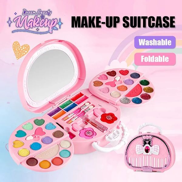 Kids Beauty Toys Makeup Kit Little Bag Washable Pretend Play Cosmetic Set with Mirror NonToxic Safe Birthday Gifts Girl 250116