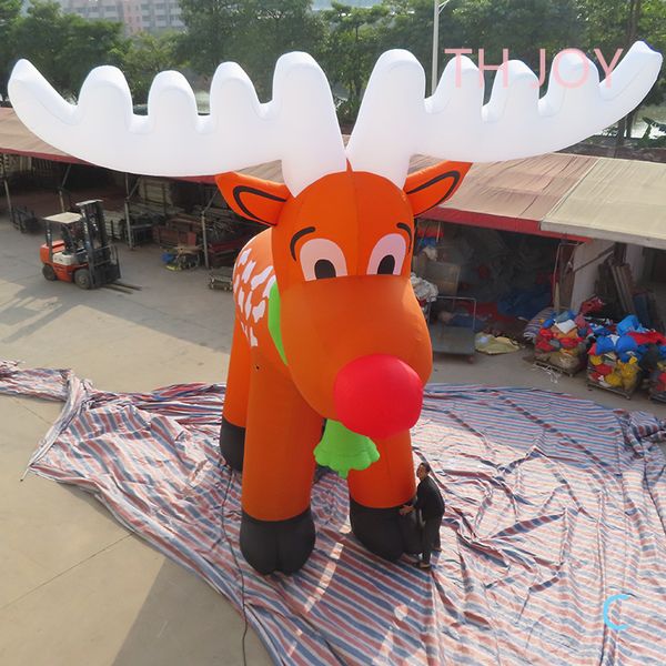 free air ship to door outdoor activities 8m 26ft giant inflatable Christmas reindeer Santa Claus&#039;s sledge driver deer big Christmas inf
