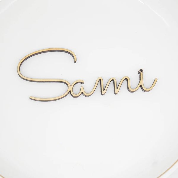 Personalized Laser Cut Wood Name Wedding Place Card Custom Mirror Gold Acrylic Guest Bride and Groom Names Seating Tags 240830
