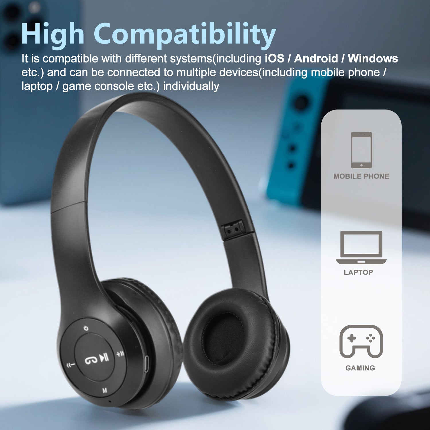 TEMU Wireless Wireless Headphones, Over-ear Wireless Headphones, Over-ear Comfortable Wearing, Wireless 5.3 Connection, Noise Cancelling, Built-in