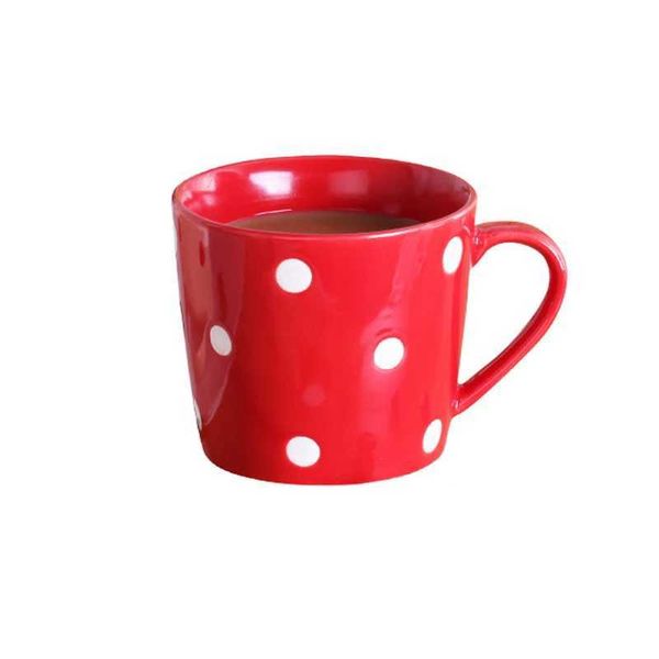 Cute 200ml polka dot coffee cup milk cup creative juice cup home beverage red powder color X241205