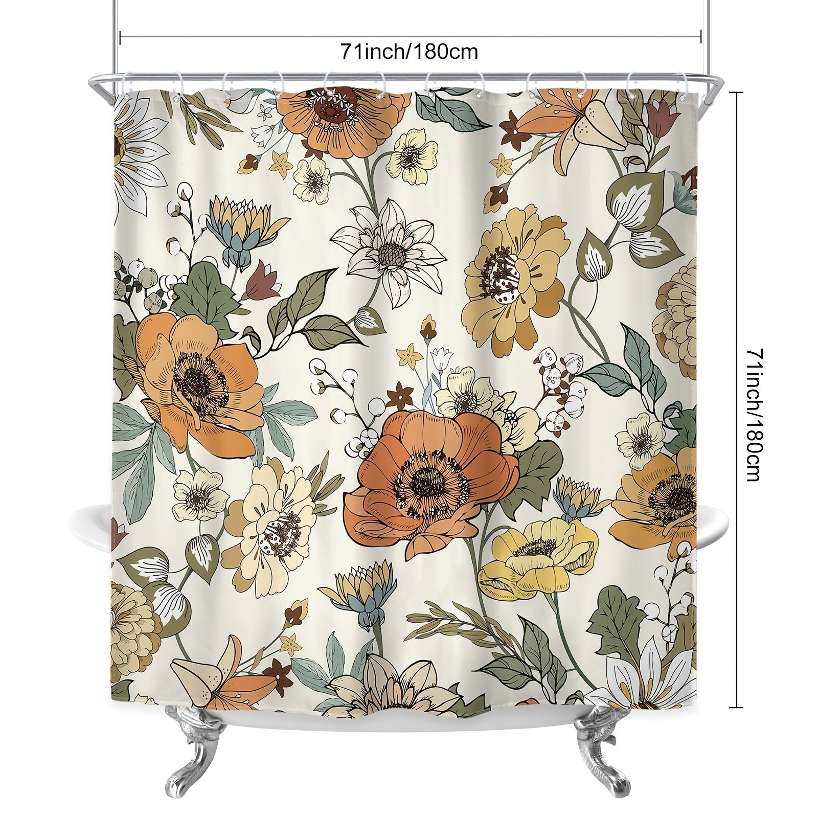 TEMU 1-4pcs - Boho Shower Curtain Set, Including Waterproof Shower Curtain With 12 Plastic Hooks, Bathroom Non-slip Floor Mat, Toilet U-shaped Mat,