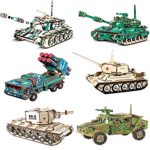 Wooden 3D Three-dimensional DIY Handmade Puzzle Educational Toy Tank Infantry Fighting Vehicle Model Puzzles for Kids JigsXJ241120