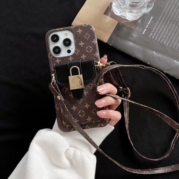 Beauty Designer Card Slot LU Phone Cases Luxury Crossbody Purse for iPhone 15 14 13 12 11 Pro Max Hi Quality 18 17 16 15pro 14pro 13pro 12pr