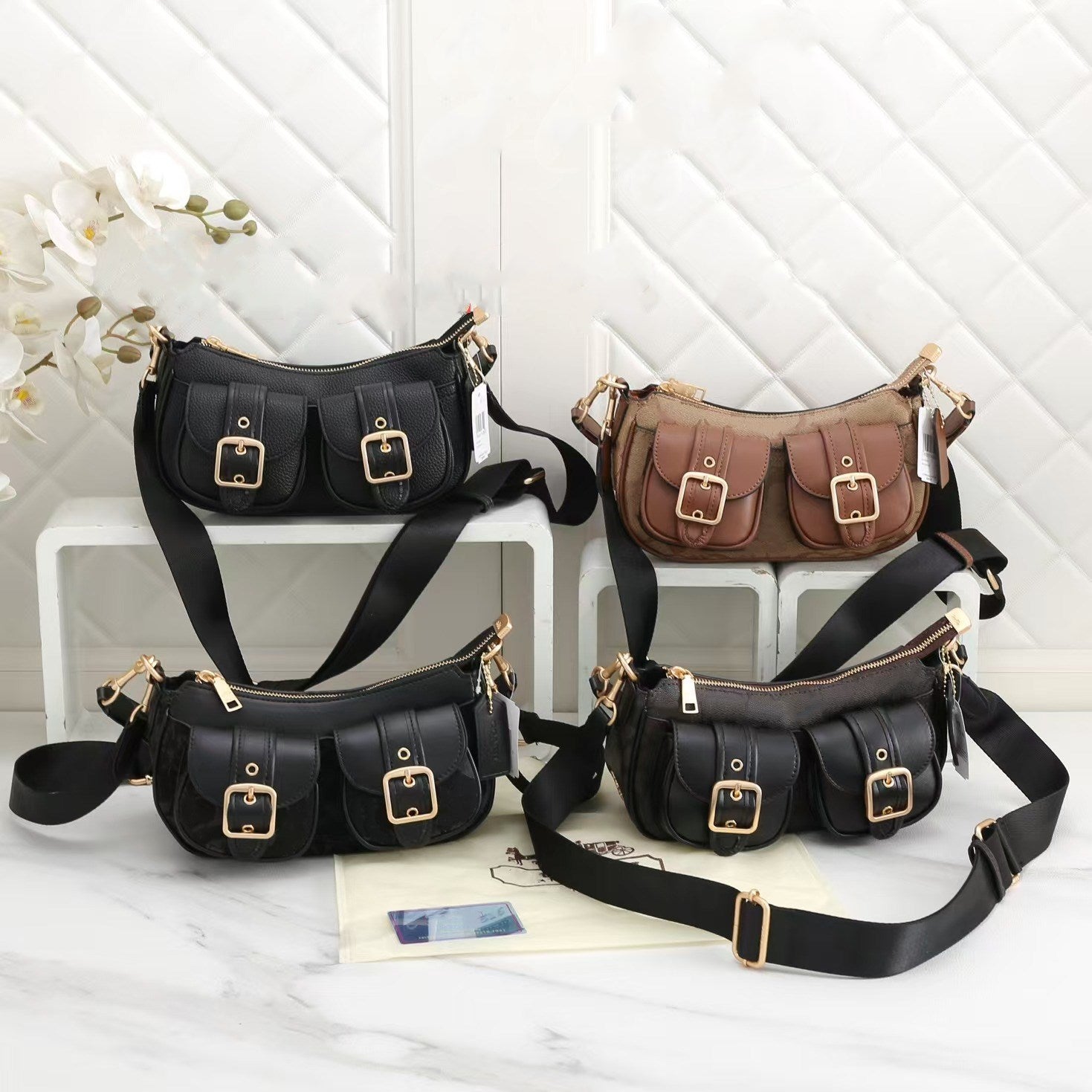 Designer ASHTON underarm bag women Sacoche coas TERI outer pocket Armpit handbag leather Shoulder crossbody bags Clutch wallet Hobo purse messenger