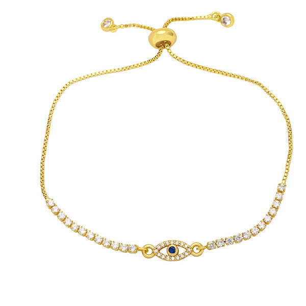 Bracelet à tirer en zircon réglable avec motif oeil du diable - bijoux à main cool et uniques