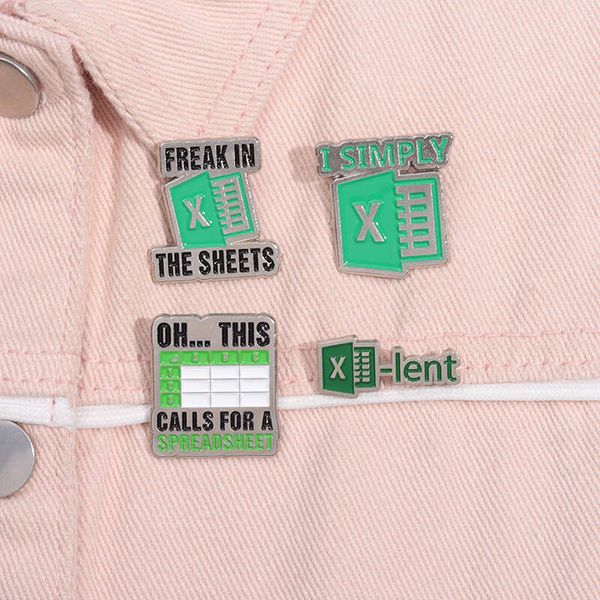 Small exquisite EXCEL spreadsheet series with design sense alloy brooch accessories personalized and cool style learning badge