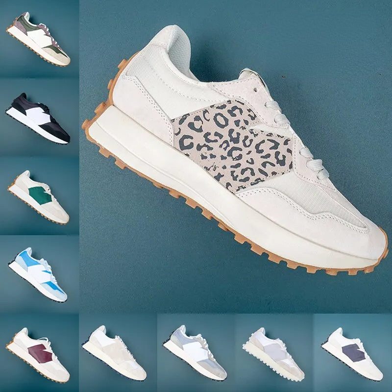 New N327 running shoes 327 women mens leopard print designer sneakers blue fashion men women skateboard street shoot black sea salt red soymilk dark