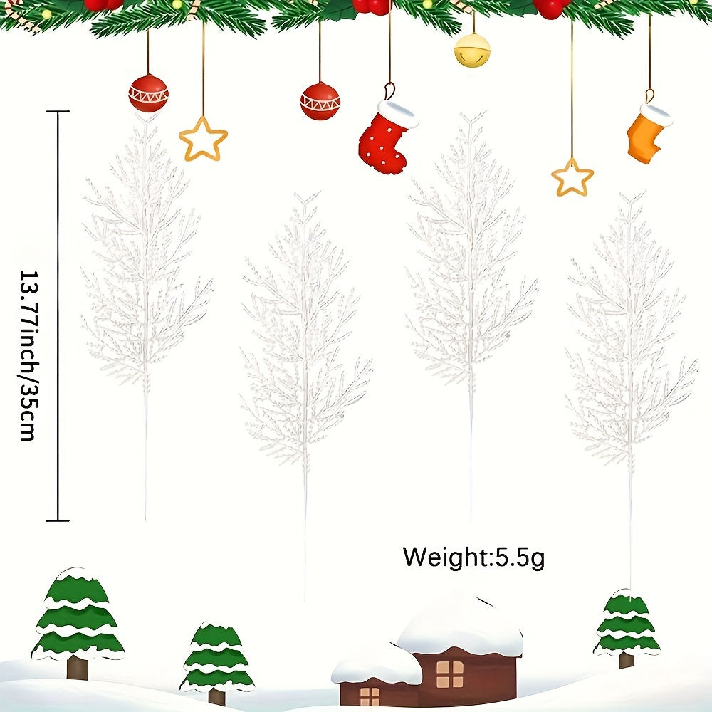 TEMU 12-pack Artificial Branches - Christmas Tree Decor And Holiday Scene Arrangement, Adds A Snowy Atmosphere, Plastic Pine Tree Topiary, Tabletop