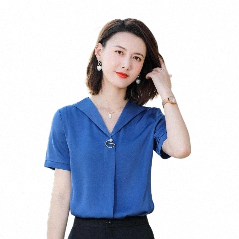 Women&#039;s Blouses & Shirts women&#039;s Blouses & Shirts 2022 Summer Office Ladies Work Wear Female Tops Clothes OL Formal Uniform Designs Busine