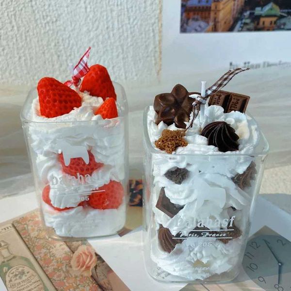 Cute Fragrance Candles Strawberry Chocolate Creative Cream Cake Gift Dessert Aromatherapy Candle Decoration Home Desktop DecorationCL241017