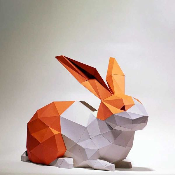 ArchitectureDIY House Rabbit Paper Model Home Decor Desk Decoration Room Ornament Paper Craft 3D DIY Puzzles Hand Made Creative Educational