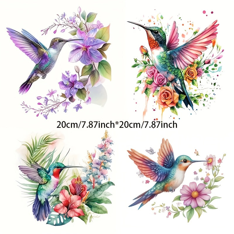 TEMU Glitter Hummingbird & Floral Vinyl Decal - 8-inch Surface Decal For Cars, Laptops, Trucks, Motorcycles, Windows, Walls - Self-adhesive, , Single