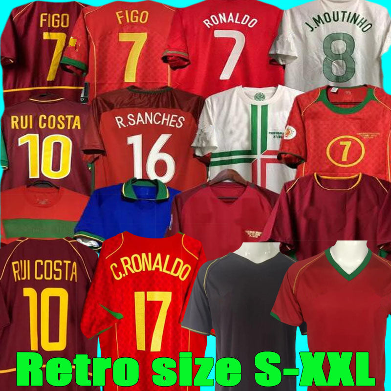 2002 2004 2006 RONALDO Retro Soccer Jerseys 2010 2012 1998 1999 15 16 18 RUI COSTA FIGO NANI Classic Football Shirts Camisetas de futbol Portugal Vi