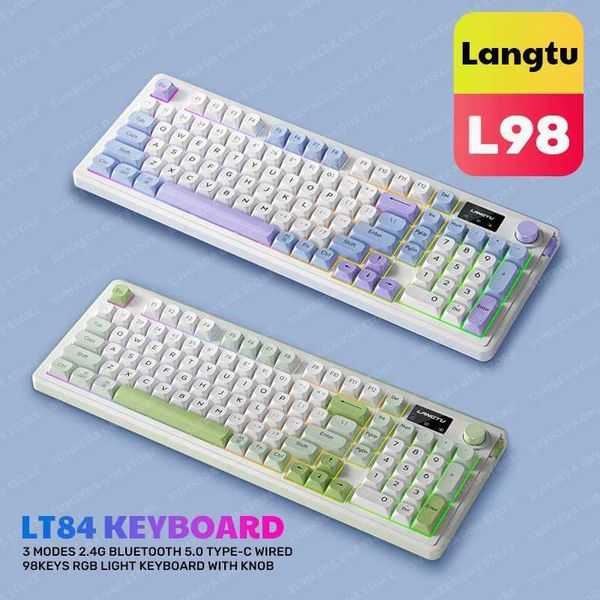 Langtu L98 Wireless Mechanical Keyboard 98 Keys Bluetooth 2.4G Wired Gaming Keyboard RGB Backlit Gamer Gaming Noiseless keyboardM240715