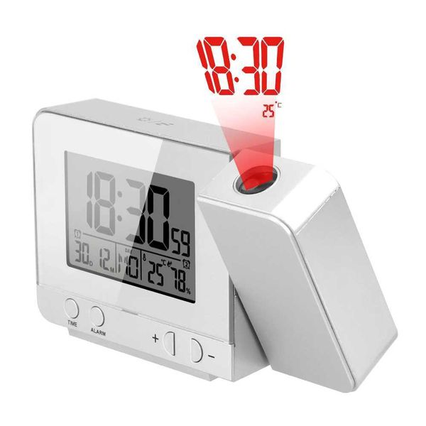 ltifunction Desk Table Led Clock Indoor Temperature Humidity Digital Date Snooze Function Projection Alarm Clock Y250114
