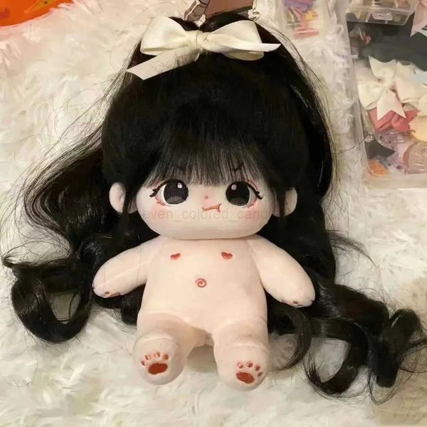20cm Plush Doll Long Hair Naked Figure Baby Doll Cute Face Kawaii Nude Cotton Body Dolls Stuffed Plushies Toys Gift No AttributeCL240712