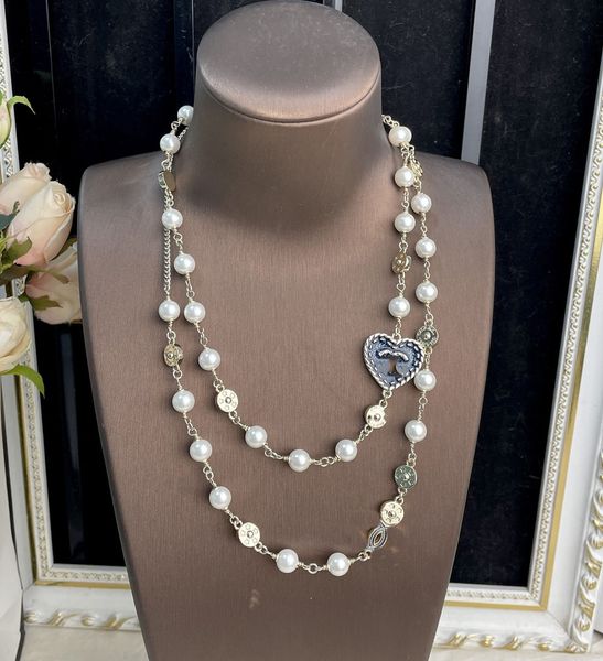 2024 New Women&#039;s sweater chain Pendant Necklaces jewelry designer luxury C logo autumn and winter Choker Cclies pearl diamond C long-ch